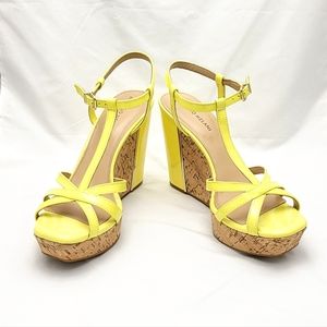 Antonio Melani Yellow Strappy Heels Wedges Sandals Pastel